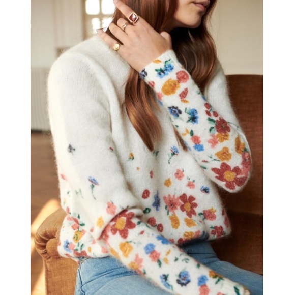 Sezane Sweaters - Sezane Tilda Floral Kid Mohair Jumper Sweater
